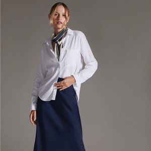 Anthropologie Cloth & Stone White Long-Sleeve Buttondown